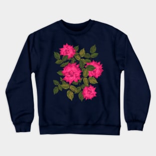 CASTLE ROSE Whimsigothic Maximalist Floral Love Roses in Dark Moody Romantic Gothic Jewel Tones Fuchsia Pink Green - UnBlink Studio by Jackie Tahara Crewneck Sweatshirt